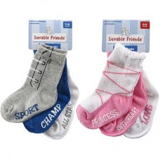 Luvable Friends 3pk "Shoe" Baby Socks (non skid)