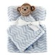 HUDSON BABY PLUSH SECURITY BLANKET & BLANKET Blue monkey