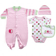 Hudson Baby 4-Piece Apple Layette Set 