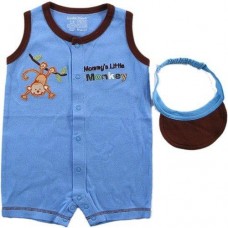 Luvable Friends Monkey Sleeveless Romper with Visor